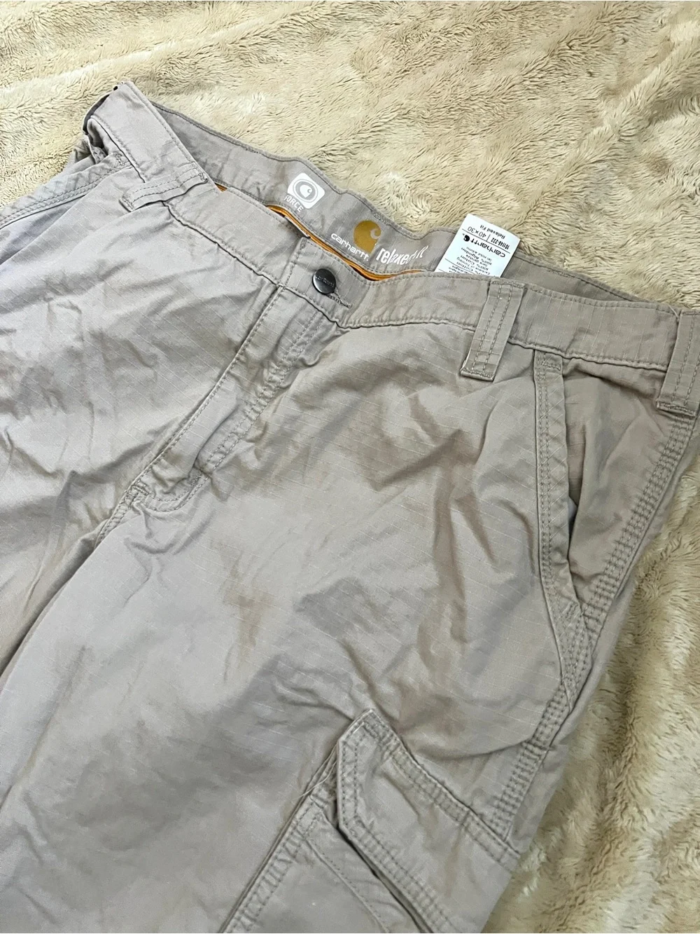 [FLAWED] CARHARTT Men's Khaki Tan Cargo Pants Size 40x30
